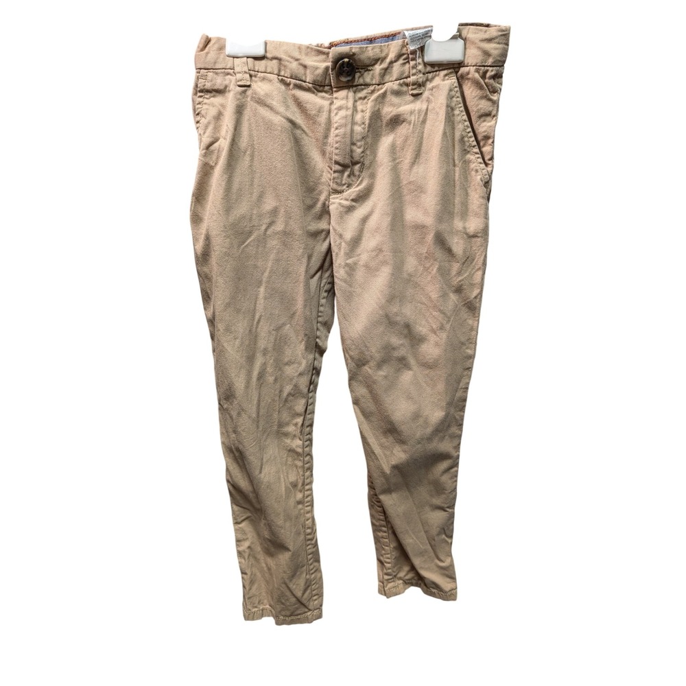H&M Chino Pants Boys 5T Tan Excellent Slim Fit Adjustable Waist Khaki Trousers